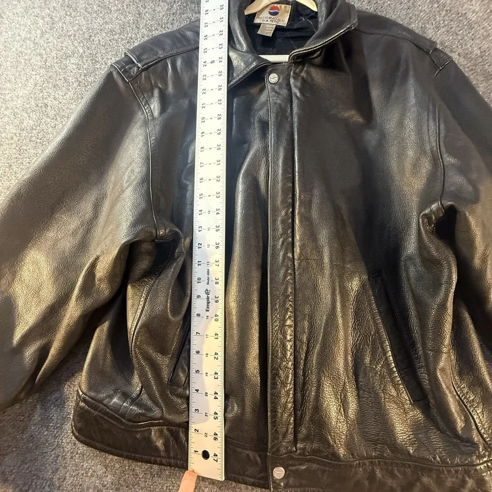 Vintage 90s Pepsi Leather Jacket Mens XL Black Nothing Else Is A Pepsi